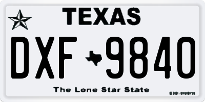 TX license plate DXF9840