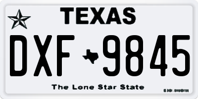 TX license plate DXF9845