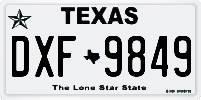 TX license plate DXF9849