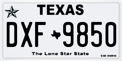 TX license plate DXF9850