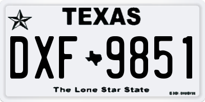 TX license plate DXF9851