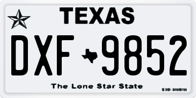 TX license plate DXF9852