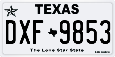 TX license plate DXF9853