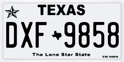 TX license plate DXF9858