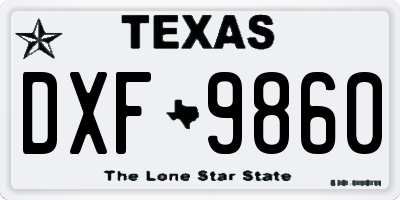 TX license plate DXF9860