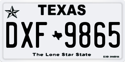 TX license plate DXF9865