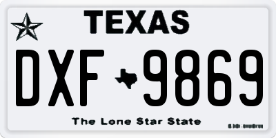 TX license plate DXF9869