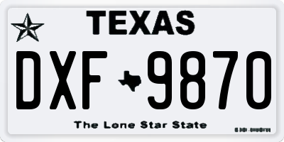 TX license plate DXF9870