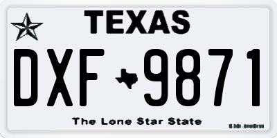 TX license plate DXF9871