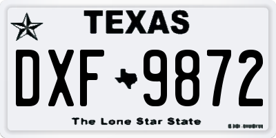 TX license plate DXF9872