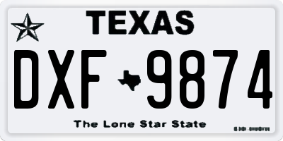 TX license plate DXF9874