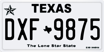 TX license plate DXF9875