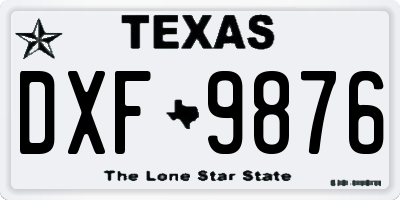 TX license plate DXF9876