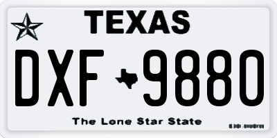 TX license plate DXF9880