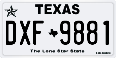 TX license plate DXF9881