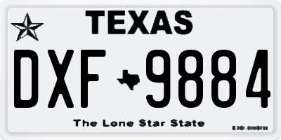 TX license plate DXF9884