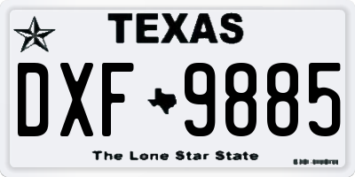 TX license plate DXF9885