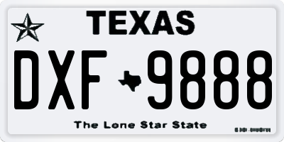 TX license plate DXF9888