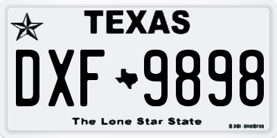 TX license plate DXF9898
