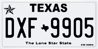 TX license plate DXF9905