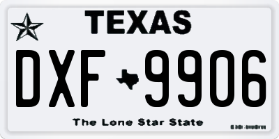 TX license plate DXF9906