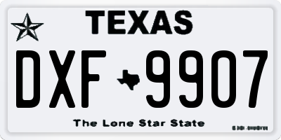 TX license plate DXF9907