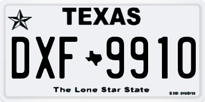 TX license plate DXF9910