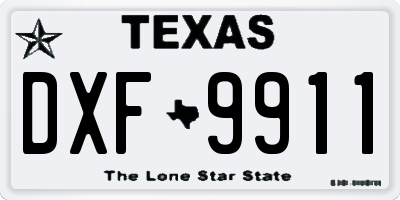 TX license plate DXF9911
