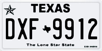 TX license plate DXF9912