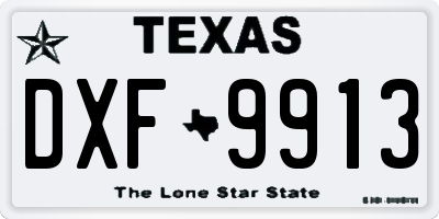 TX license plate DXF9913