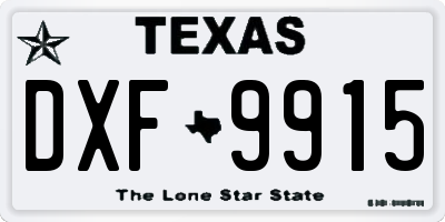 TX license plate DXF9915