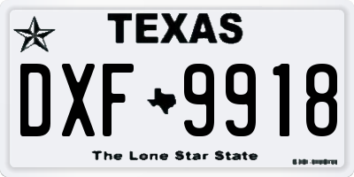 TX license plate DXF9918