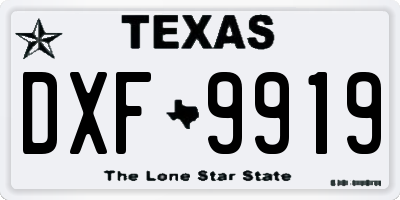 TX license plate DXF9919