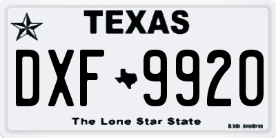 TX license plate DXF9920