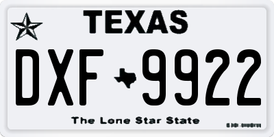 TX license plate DXF9922