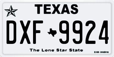 TX license plate DXF9924