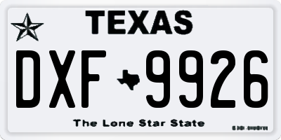 TX license plate DXF9926