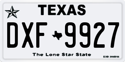 TX license plate DXF9927
