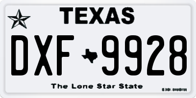 TX license plate DXF9928