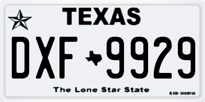 TX license plate DXF9929