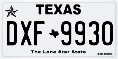 TX license plate DXF9930