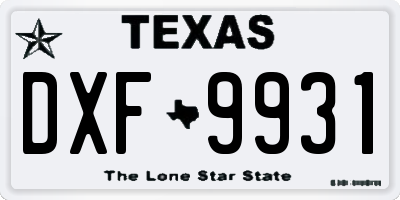 TX license plate DXF9931