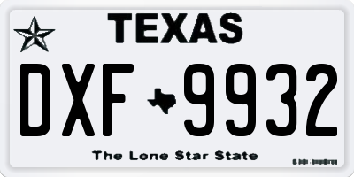 TX license plate DXF9932