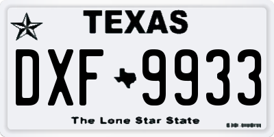 TX license plate DXF9933