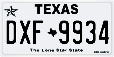 TX license plate DXF9934
