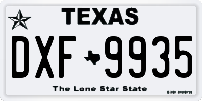 TX license plate DXF9935