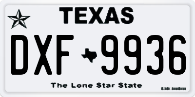 TX license plate DXF9936