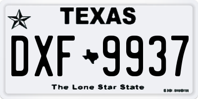 TX license plate DXF9937