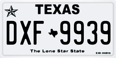 TX license plate DXF9939