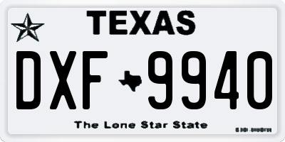 TX license plate DXF9940